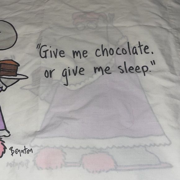 VTG Boynton doublesided pillowcase Martex Give Me Chocolate or give me sleep Hip - Picture 7 of 8